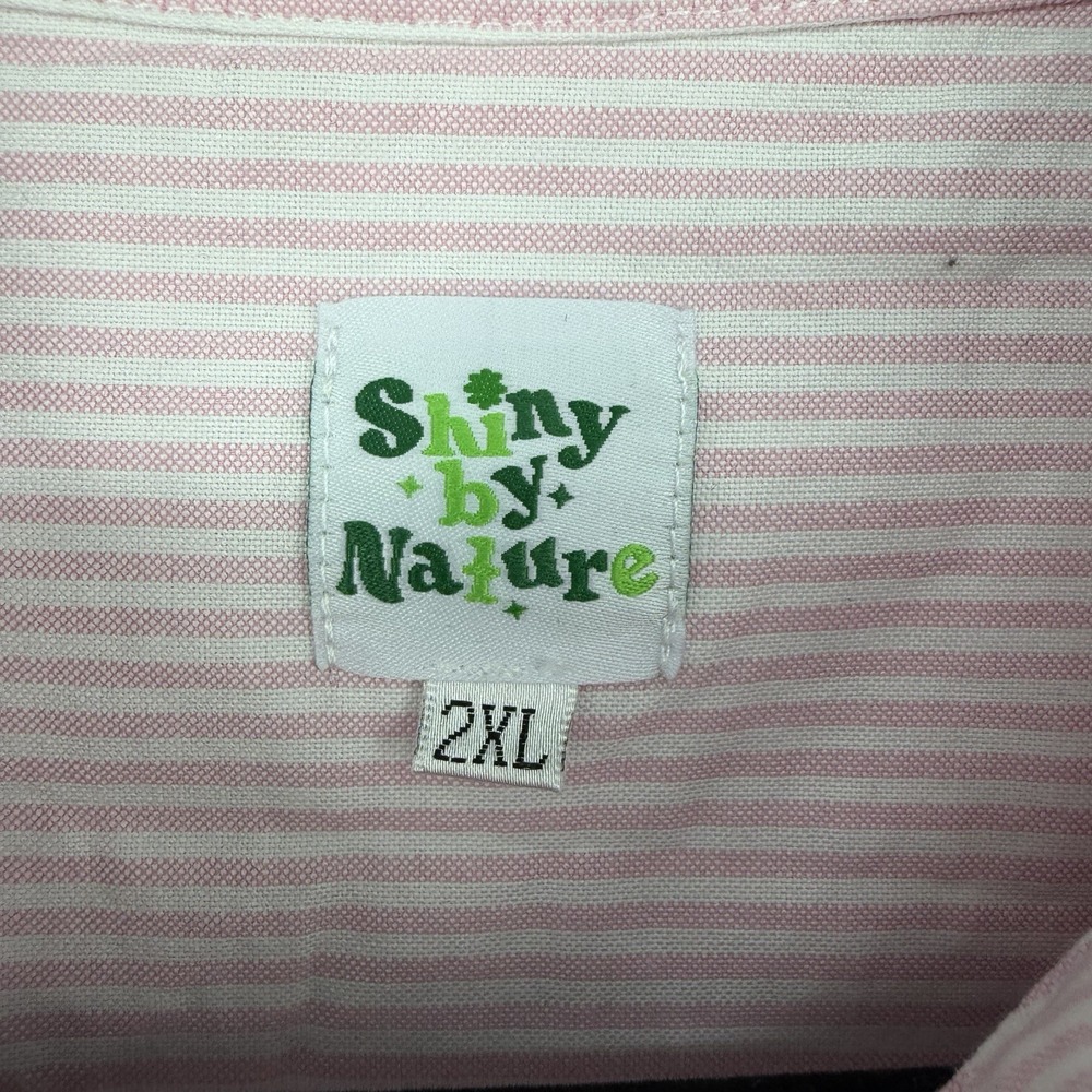 Shiny by Nature womens button up shirt long sleeve stripe cotton plus size 2XL - Picture 4 of 8